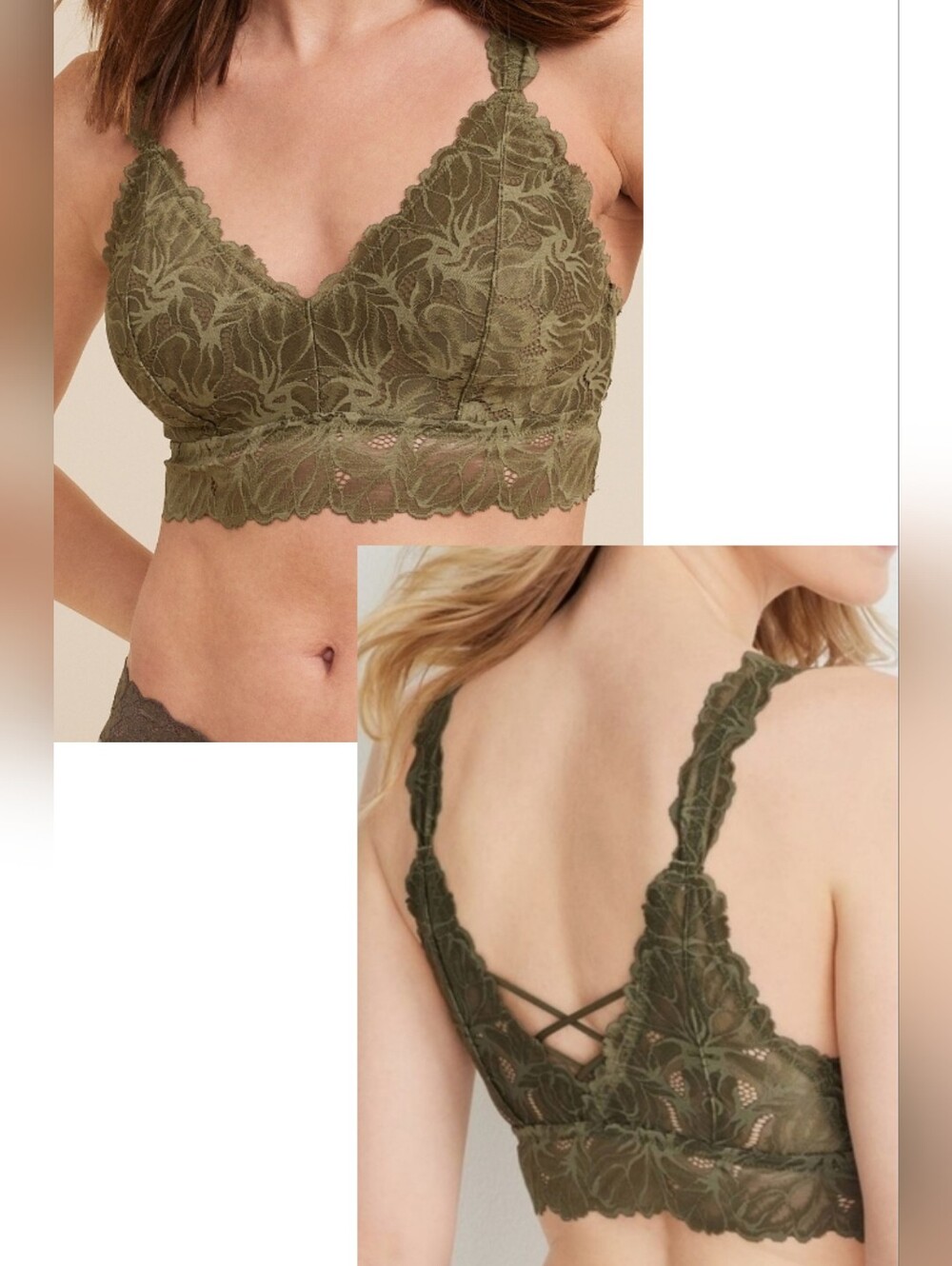 NWT Maurices S Lace Criss Cross Bralette Forest Green 2761-E